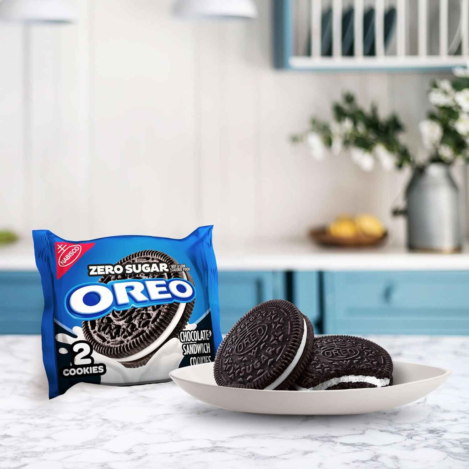 OREO Zero Sugar and OREO Double Stuf Zero Sugar Chocolate Sandwich Cookies Variety Pack, 20 Snack Packs (2 Cookies Each)