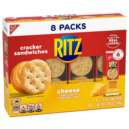 RITZ Cheese Sandwich Crackers, Lunch Snacks, 48 Snack Packs (6 Boxes, 6 Crackers Per Pack)