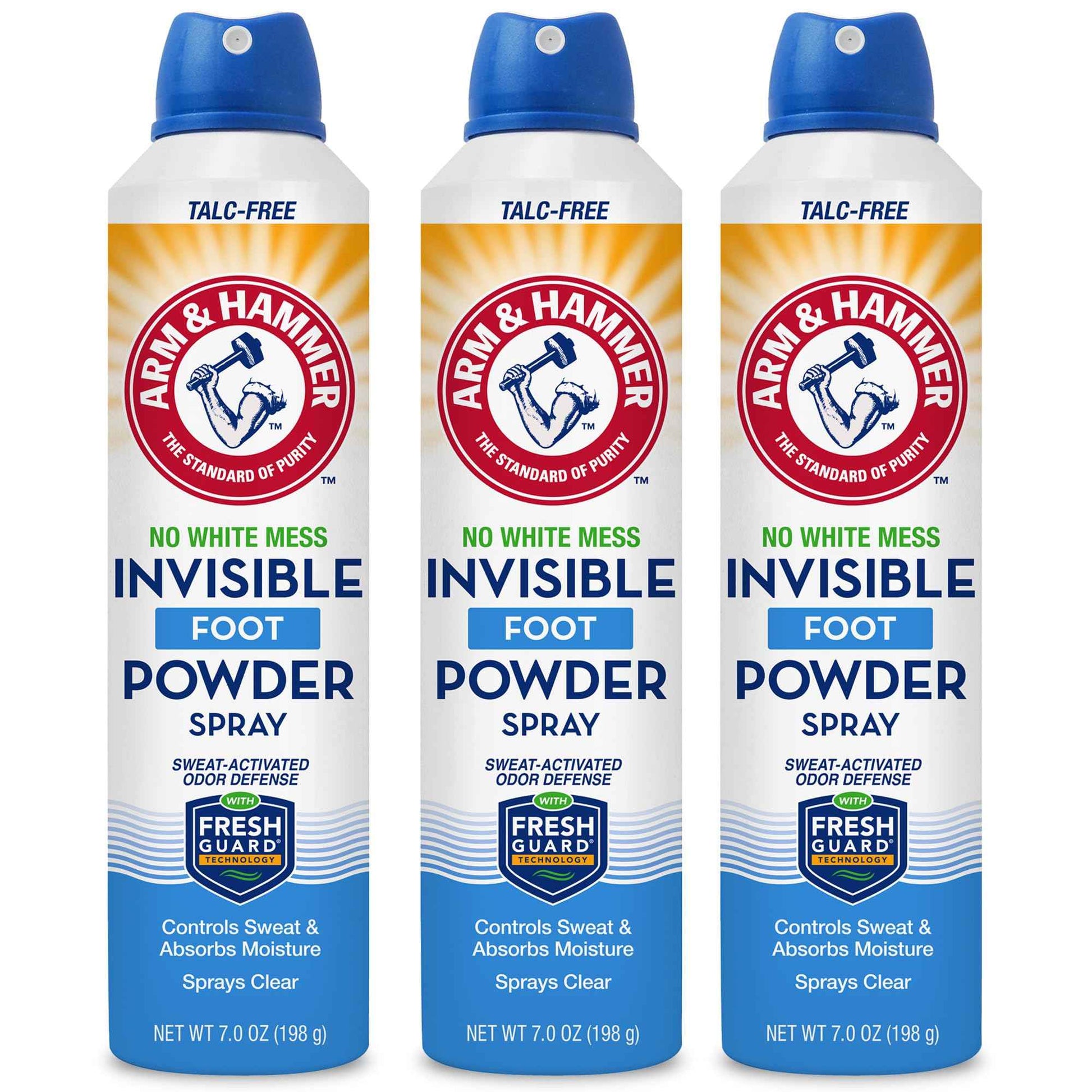 Arm & Hammer Invisible Foot Powder Spray, Clear Talc-Free Sweat Control, Odor Eliminating Foot Spray For Men & Women, 7 Oz