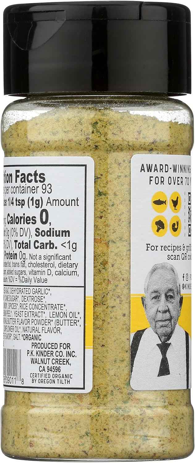 KINDERS Organic Lemon Butter Garlic Seasoning, 3.3 OZ