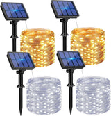 btfarm 4 Pack Solar String Lights Outdoor - Total 320LED 132FT Solar Fairy Lights Waterproof 8 Modes, Copper Wire Solar Powered Twinkle Light for Outside Christmas Tree Garden Wedding Party,Warm White