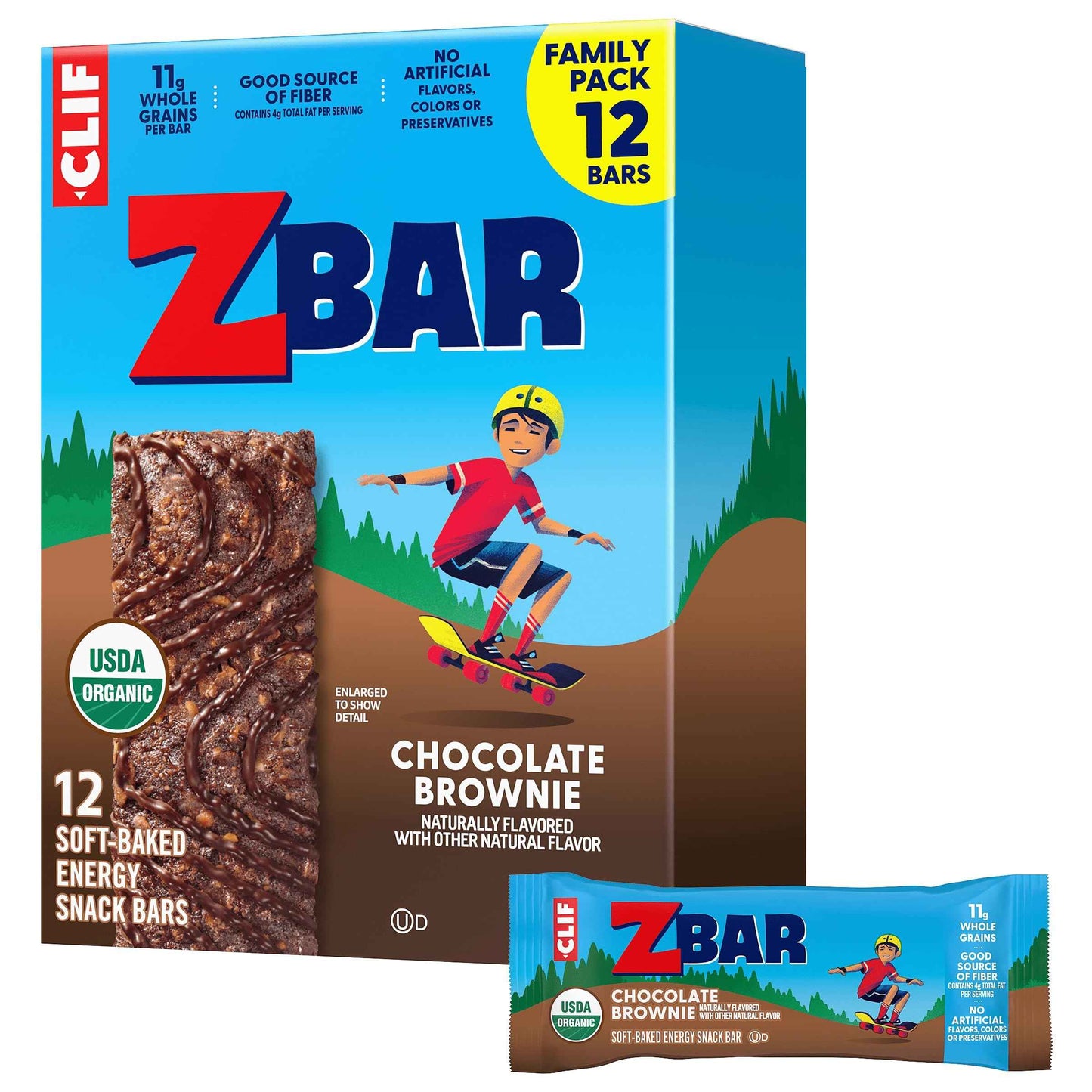 Zbar - Chocolate Brownie - Soft-Baked Energy Snack Bars - Non-GMO - 11g Whole Grains - USDA Organic Granola Bars (12 Pack)