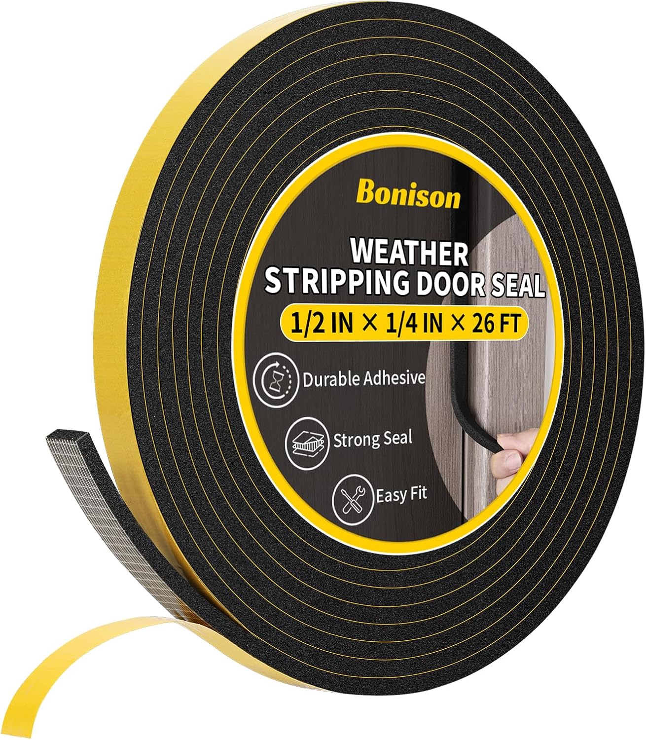 26Ft_Weather_Stripping_Door_Seal_-_1/2"_x_1/4"_Door_Seal_Strip_for_Door_Frame,_High_Density_Foam_Insulation_Tape,_Self_Adhesive_Soundproof_Gap_Filler_for_Doors,_Windows,_Sliding_Door_and_AC_Units