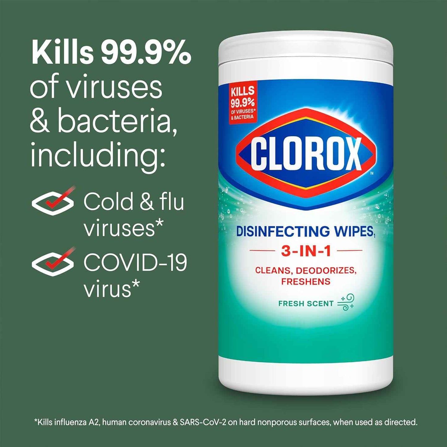 Clorox Fresh Scent Bleach Free Disinfecting Cleaning Wipes, 75 Count