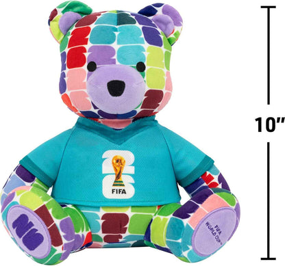Jazwares FIFA World Cup 2026 10-Inch Colorful Bear Plush - Official 2026 World Cup Collectible with FIFA Trophy Logo Tee - Ages 3+