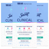 Secret Clinical Strength 100HR Sweat & Odor, Invisible Solid Antiperspirant Deodorant for Women, 3X Stress Protection with Hyaluronic Acid, PH Balanced