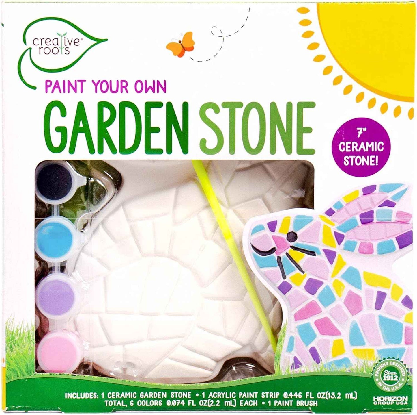 Creative Roots Paint Your Own Garden Stone, Craft Kits, Stepping Stones Kit for Kids, Ceramics to Paint, Ages 6+