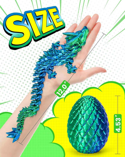TBOLINE 12" 3D Printed Dragon Egg, Easter Basket Stuffers for Kids, Large Prefilled Easter Eggs, Stuffed Egg Hunt Fillers with Easter Toys, 3D Printer Animals Fidget Toys for Boys Teen 5-7 4-6 8-12