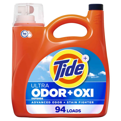 Tide Ultra Odor Defense Plus Oxi Liquid Laundry Detergent, Advanced Odor and Stain Fighting Laundry Detergent Liquid