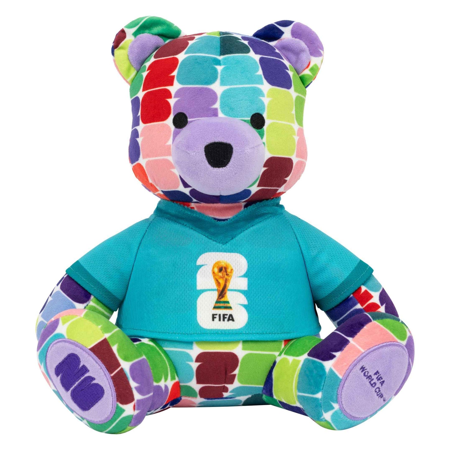 Jazwares FIFA World Cup 2026 10-Inch Colorful Bear Plush - Official 2026 World Cup Collectible with FIFA Trophy Logo Tee - Ages 3+