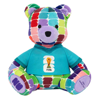 Jazwares FIFA World Cup 2026 10-Inch Colorful Bear Plush - Official 2026 World Cup Collectible with FIFA Trophy Logo Tee - Ages 3+