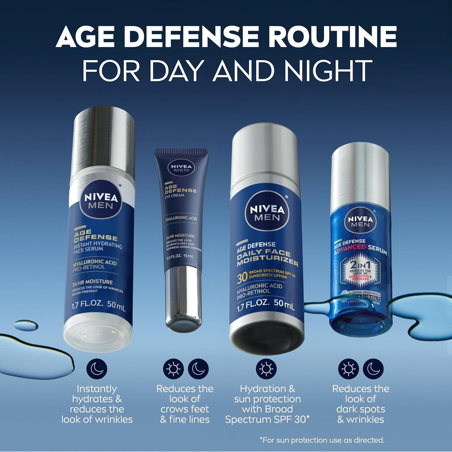 NIVEA_MEN_Age_Defense_Advanced_Face_Serum_for_Dark_Spots_with_Thiamidol_(TM)_+_Hyaluronic_Acid,_Fast-Absorbing_Face_Serum_for_Men_Helps_Reduce_Look_of_Dark_Spots,_Fine_Lines_&_Wrinkles,_1_Fl_Oz_Bottle