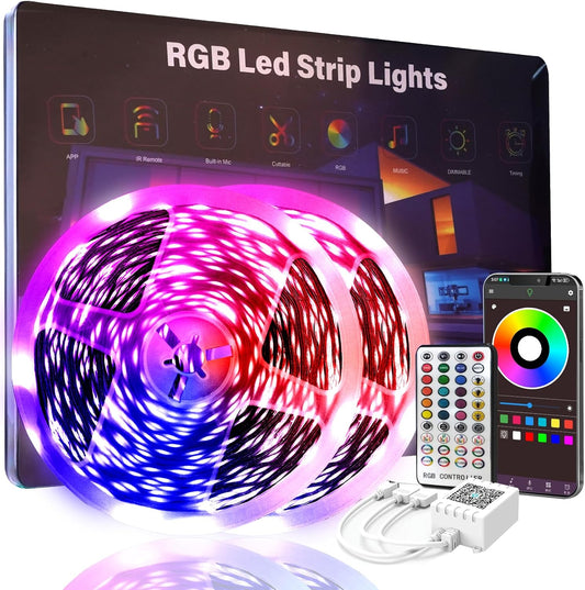 50FT/100FT/130FT/200_FT_Led_Lights_for_Bedroom,_Music_Synchronized_Smart_Led_Strip_Lights,_Ultra_Long_with_Remote_Application_Control_Bluetooth_LED_Lights,_Color_Change_RGB_Light