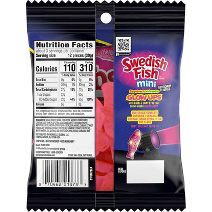 SWEDISH FISH Mini Glow Ups Strawberry-Watermelon Soft & Chewy Gummy Candy, Bulk Candy, 12-3.08 oz Bags