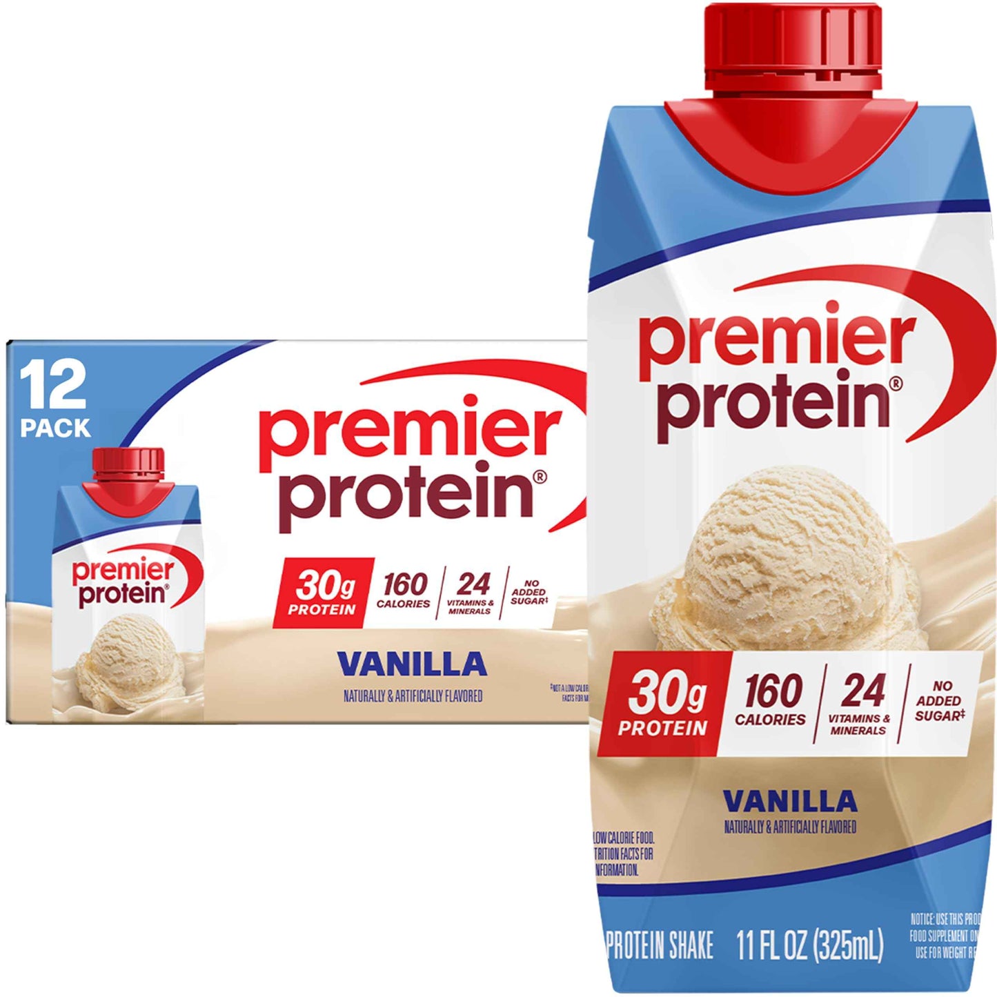 Premier Protein Shake, 30g Protein, No Added Sugar, 24 Vitamins & Minerals to Support Immune Health, Gluten-Free, 11 fl oz