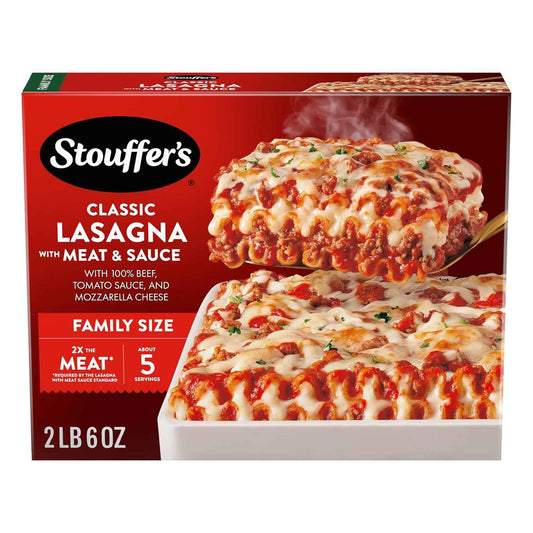 Stouffer's Classic Lasagna with Meat and Sauce, Family Size, Easy Frozen Dinners, Meat Lasagna, Oven Ready, Family Frozen Meals