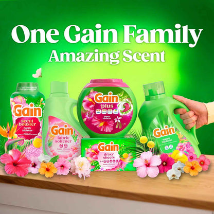 Gain Plus Flings Liquid Washing Detergent Pods, Gain's Best Clean, All-In-One, Happy Hibiscus Scent Laundry Pacs