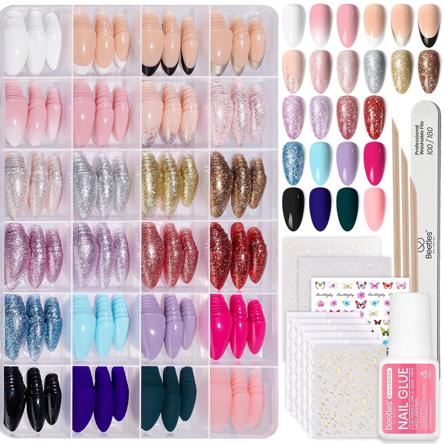 Beetles_Press_on_Nails_Kit_720Pcs_24_Colors,_Short_Almond_Press_on_Nails_Glossy_Matte_Glitter_With_Nail_Glue_&_Nail_Tabs_Stickers,_Natural_Fit_Lightweight_Fake_Nails_Kit_Art_For_Women_Girls