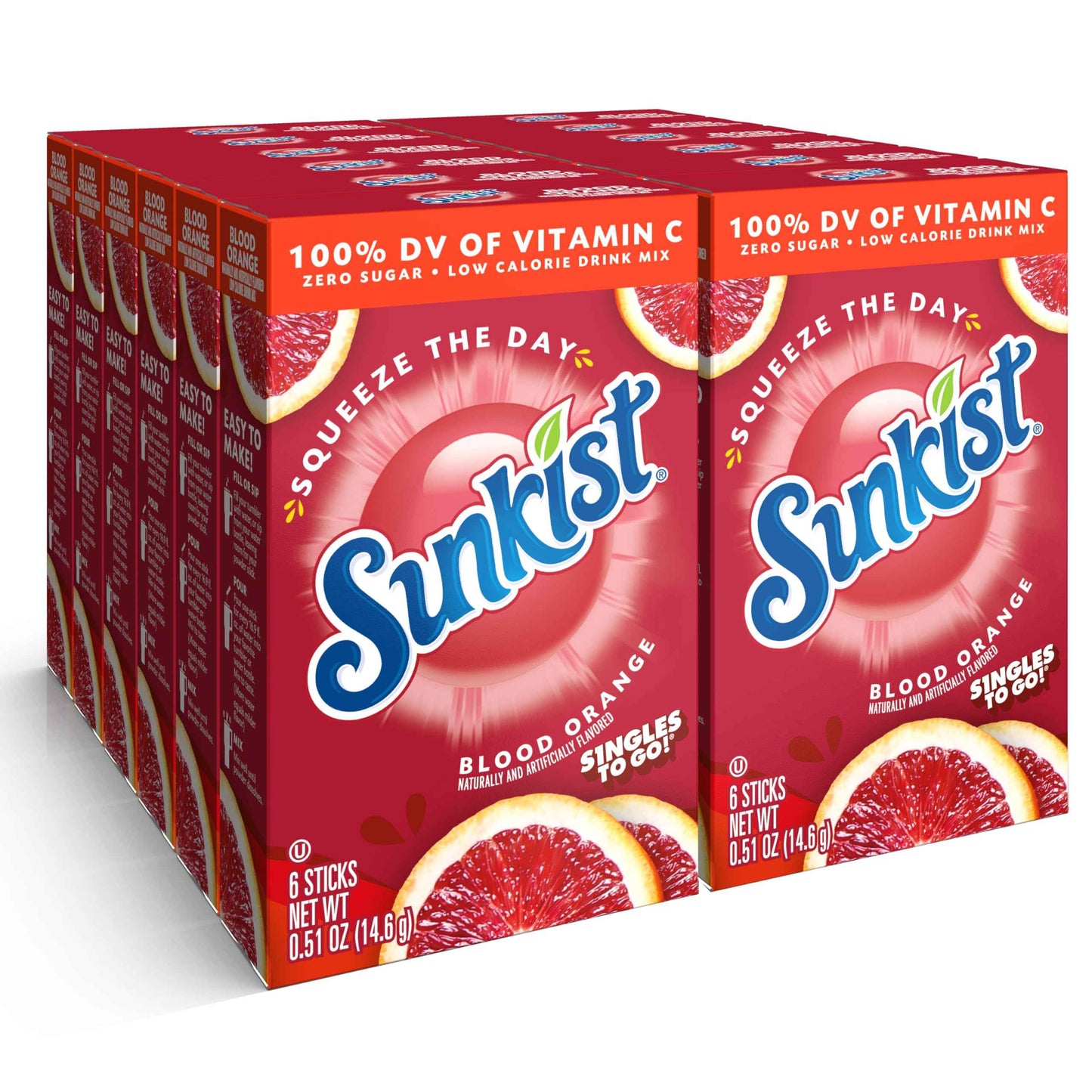 Sunkist Soda Singles To Go Drink Mix, 0.53 OZ, 6 Count (Pack of 12)