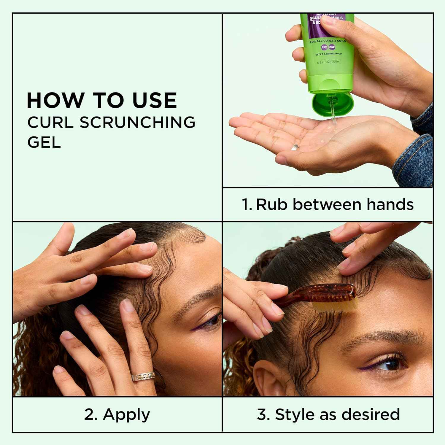 Garnier Fructis Curl Control Scrunching Hair Gel, Curl Jelly for Curly, Wavy, and Coily Hair with Frizz & Edge Control, Up to 24 HR Shape & Shine