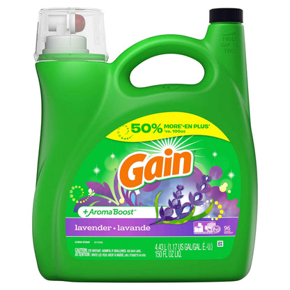 Gain Liquid Laundry Detergent, Lavender Scent, HE compatible, Laundry Detergent Liquid Soap