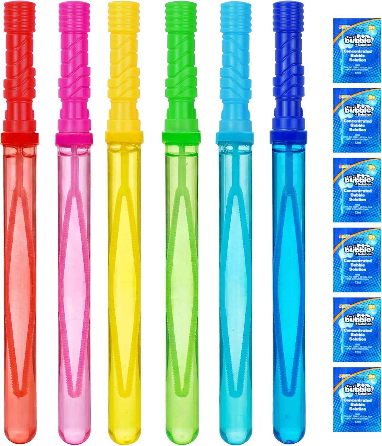 JOYIN 14.6’’ Big Bubble Wands for Kids, Bubble Wand with Refill Solution for Summer Toy Party Favor, Outdoors Toy Activity, Easter Basket Stuffers, Birthday Gift