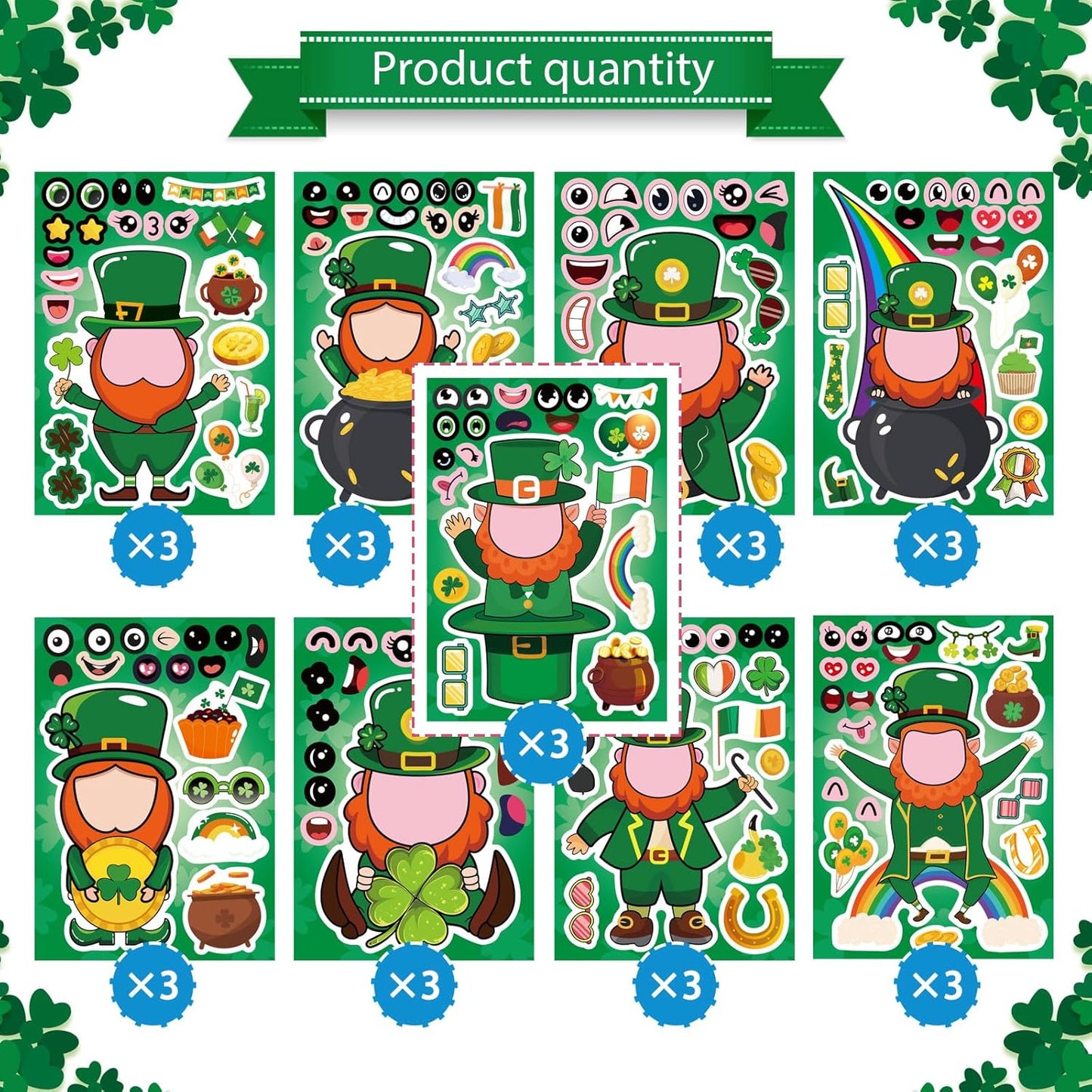 27_Sheets_St._Patrick's_Day_Stickers_for_Kids_Toddlers_Make_a_Face_Stickers_Saint_Patrick_Irish_Stickers_Make_Your_Own_Stickers_St_Patricks_Day_Craft_Party_Favor_Decorations