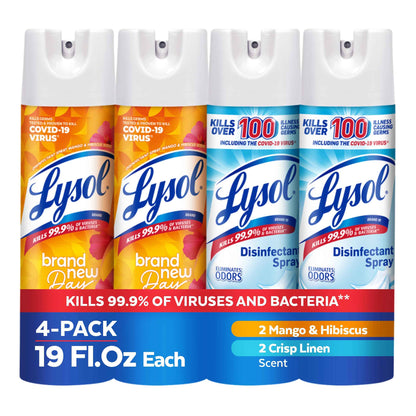 Lysol Disinfectant Spray, Household Essential Cleaning Supplies, Multi-Purpose Room Spray, Antibacterial Sanitizer Spray, Upholstery Deodorizer, Home and Bathroom