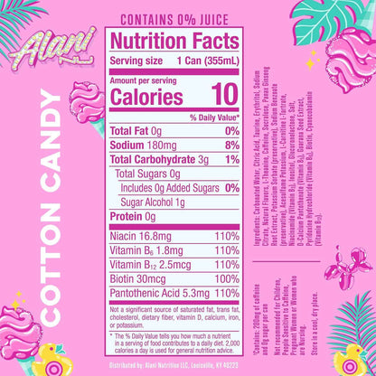 Alani Nu Cotton Candy Sugar Free Energy Drink (Pack of 12)