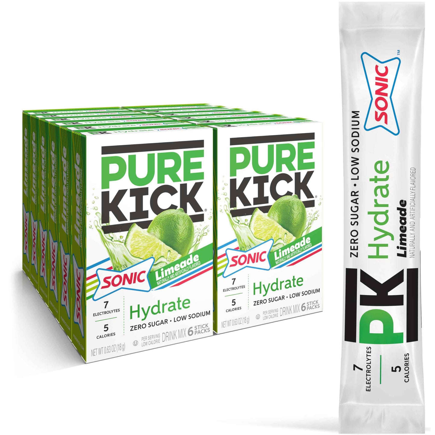 Pure Kick Hydration Singles To Go Drink Mix, Includes 12 Boxes with 6 Packets in each Box, 72 Total Packets