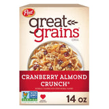 Great Grains Cranberry Almond Crunch Cereal, Cereal with Dried Cranberries and Almonds, Non-GMO Project Verified, 14 OZ Box