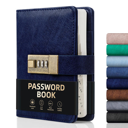 WEMATE Password Book with Lock, Password Book with Alphabetical Tabs 600+ Password Spaces, Password Logbook with Lock, Password Keeper for Computer 4.33 X 6.18 Inch Dark Blue