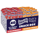 Welch's Fruit Snacks, Fruit 'n Yogurt Variety Pack, Strawberry, Mango Peach, Gluten Free, Bulk Pack, Single Serve, 0.7 oz Bags (Pack of 40)