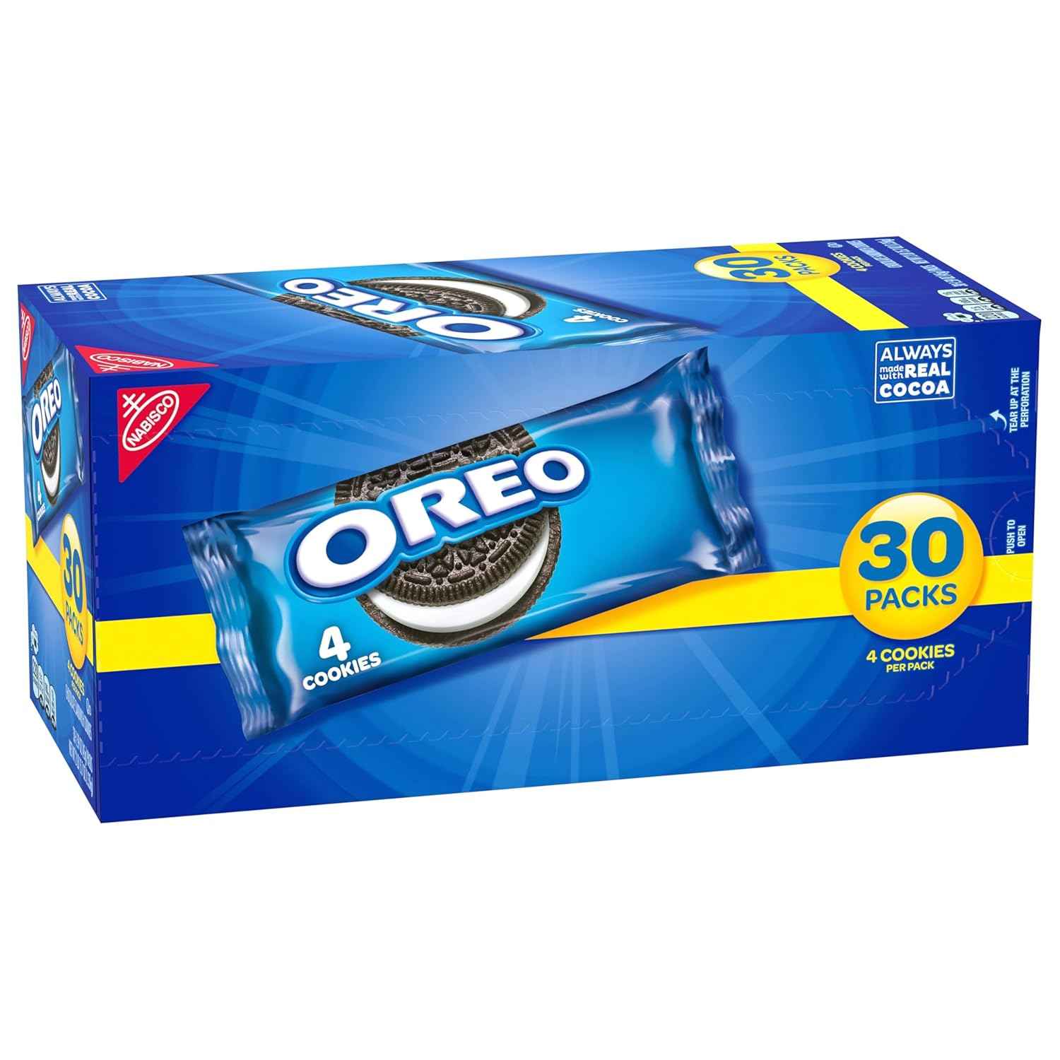 OREO Chocolate Sandwich Cookies, 30 Snack Packs (4 Cookies Per Pack)