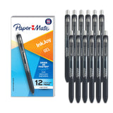 Paper Mate InkJoy Gel Pen Fine Point Black Ink Pens 0.5mm Fine Tip Ergonomic Comfort Grip Box of 12