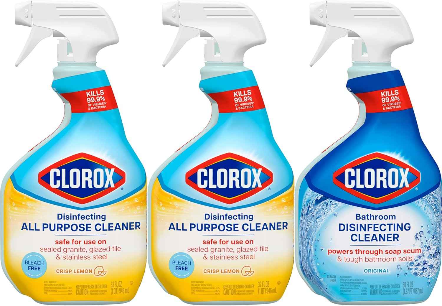 Clorox Disinfecting All-Purpose Cleaner and Bathroom Cleaner, Household Essentials