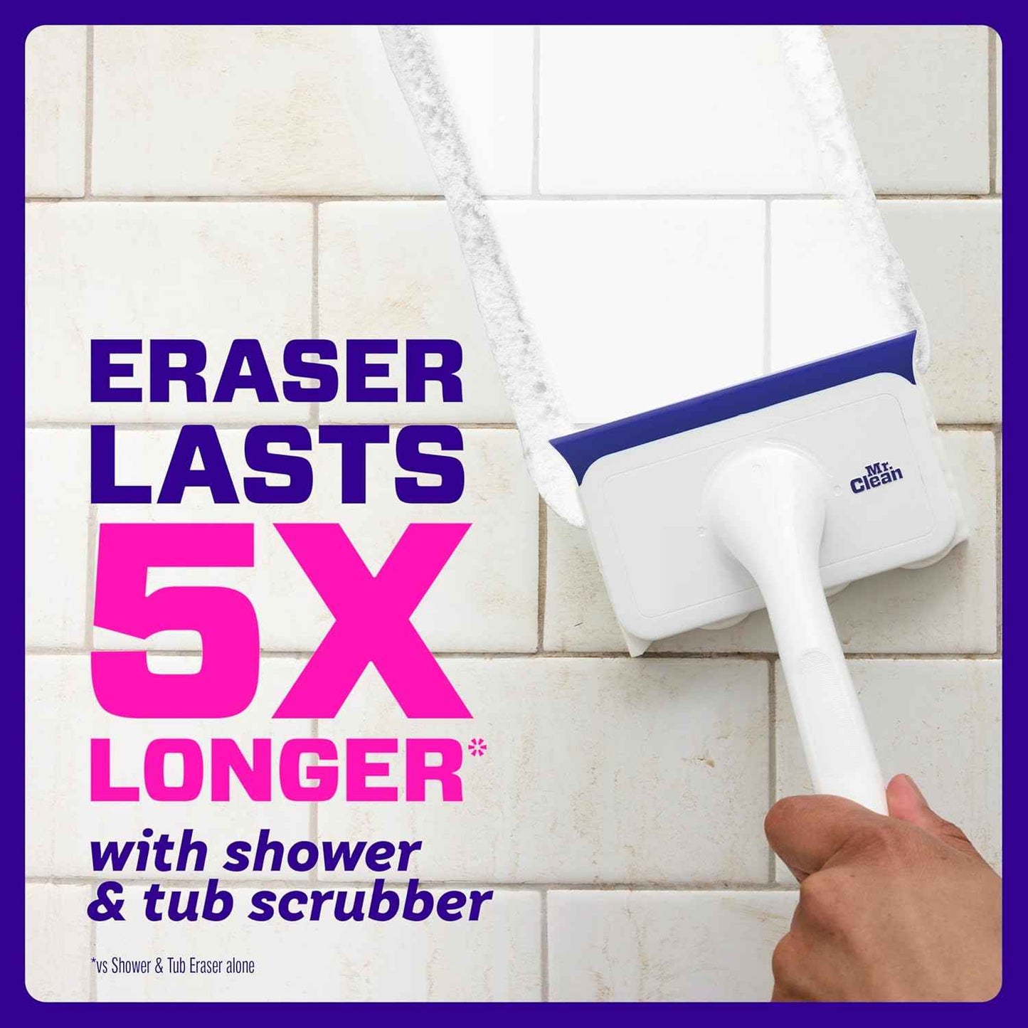 Mr. Clean Magic Eraser Shower & Tub Scrubber, Bathroom Cleaner, All in One Bathroom Cleaner, Lemon Starter Kit