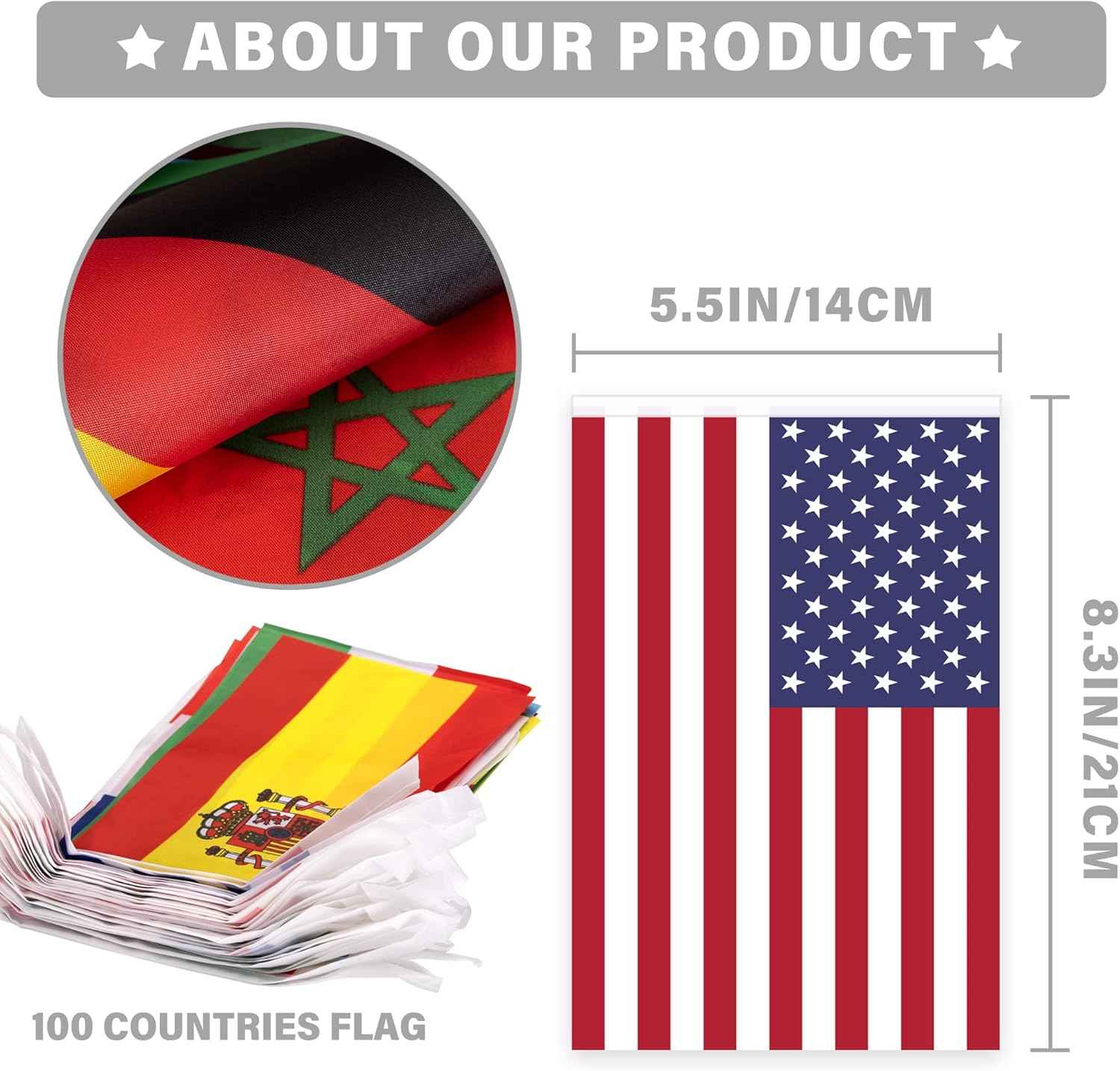 100 Countries String Flag, International Flags Bunting Banner, World Flag Banner Decoration for World Cup Party, School, Sports Game Events, Grand Opening, Classroom