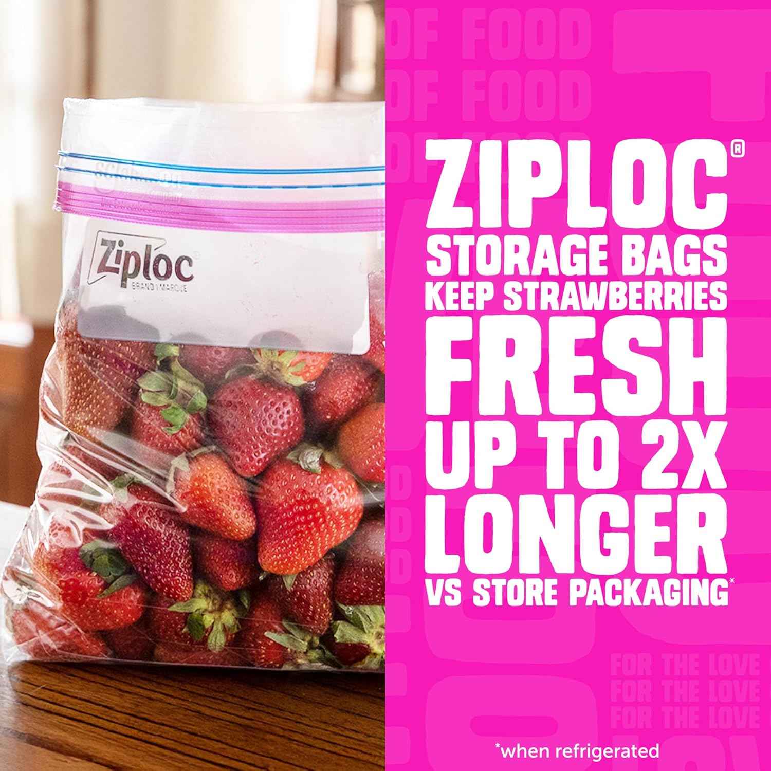 Ziploc Quart Food Storage Bags, Stay Open Design with Stand-Up Bottom, Easy to Fill