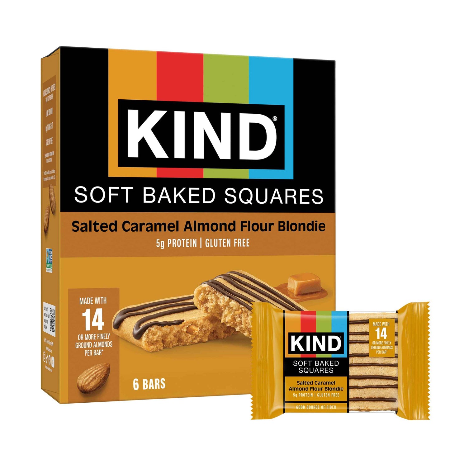 KIND Soft Baked Squares, Gluten Free, Healthy Snack Bars, 5g Protein, 6 Count