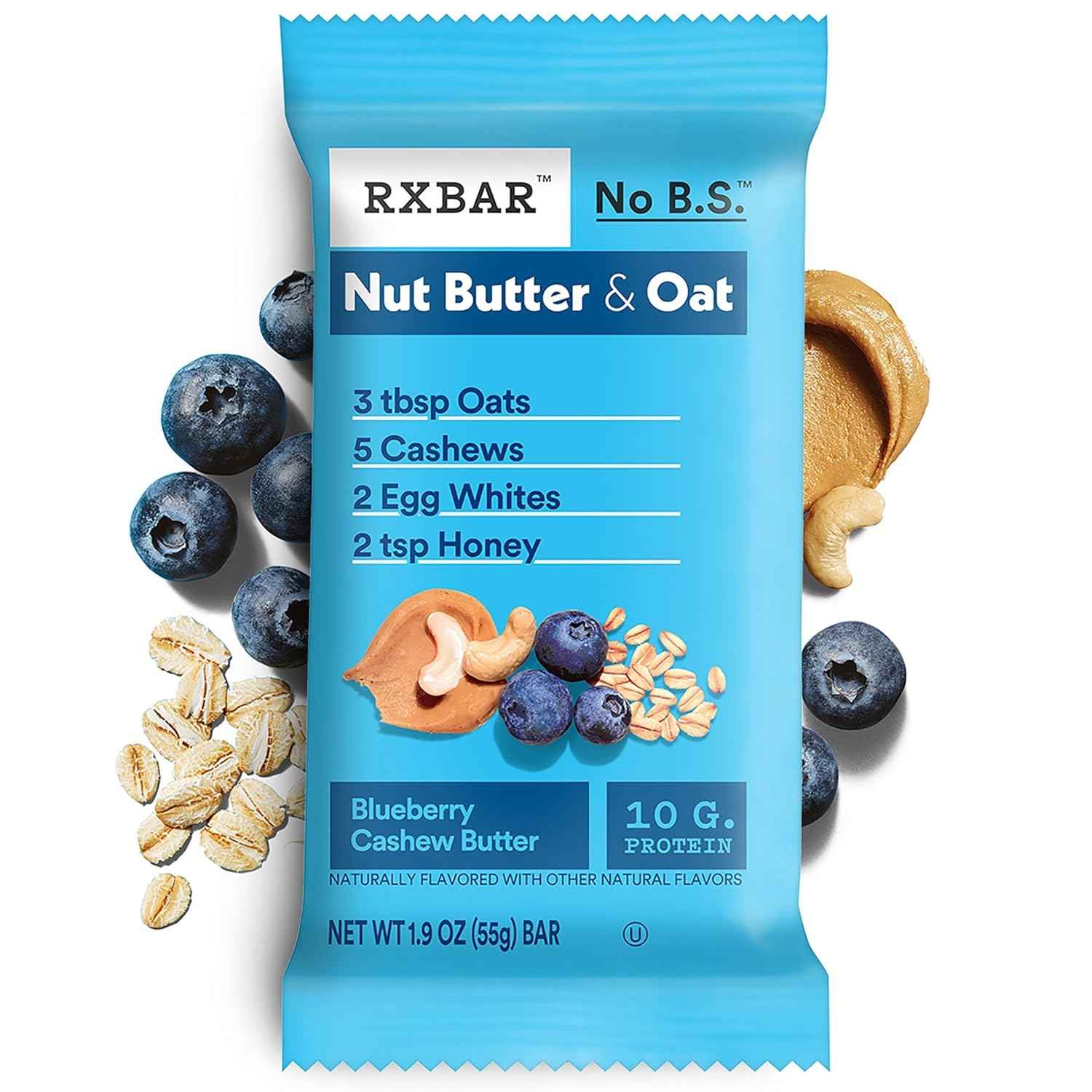 RXBAR Nut Butter and Oat Protein Bars, Protein Snacks, Snack Bars, Blueberry Cashew Butter