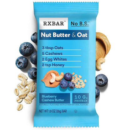 RXBAR Nut Butter and Oat Protein Bars, Protein Snacks, Snack Bars, Blueberry Cashew Butter