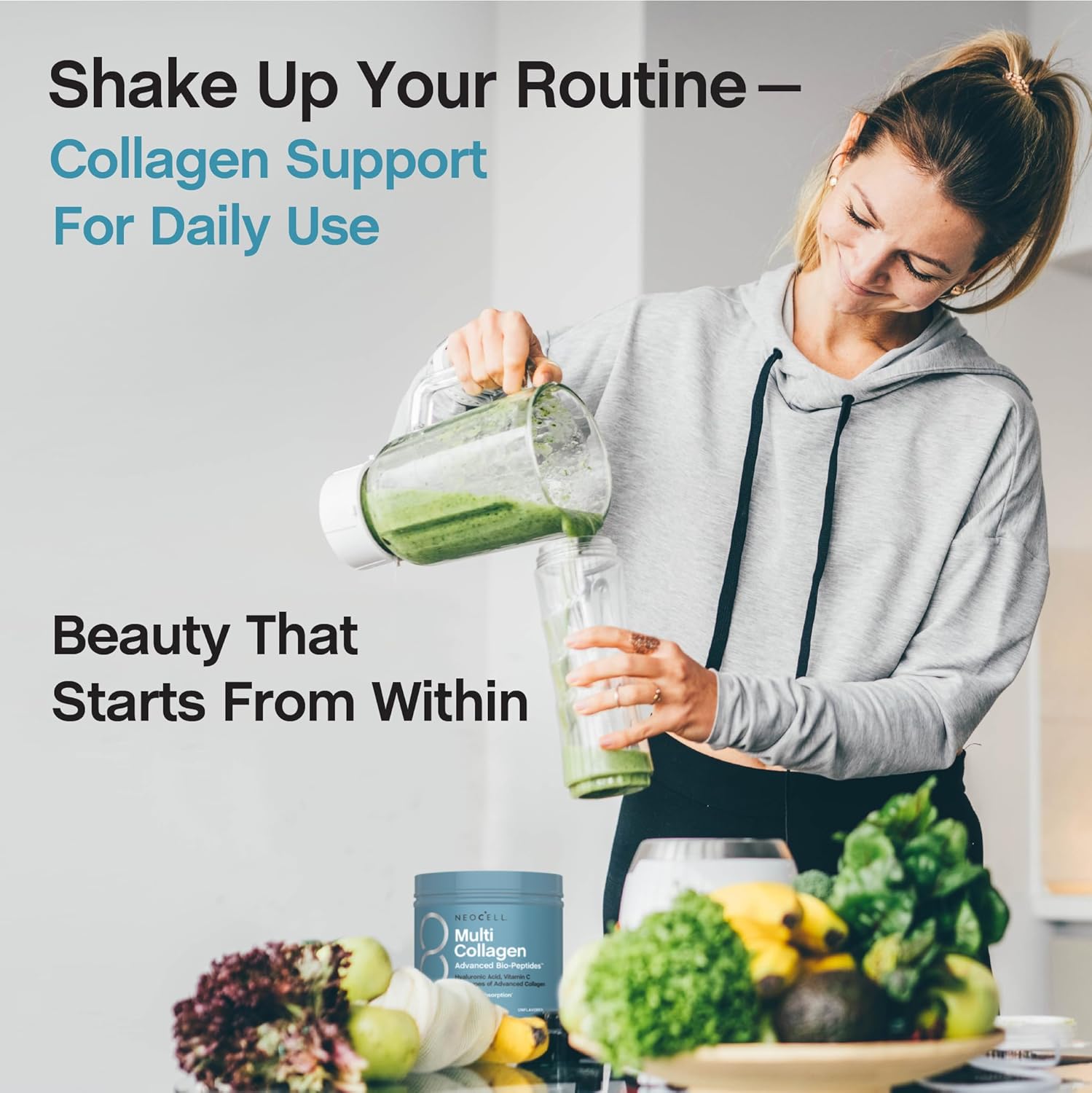 NeoCell_Multi_Collagen_Bio-Peptides_Powder_|_22oz_|_Advanced_with_Hyaluronic_Acid_and_Vitamin_C_|_10_Super_Types_of_Collagen_|_Superior_Absorption_|_Grassfed_Protein_Supplement