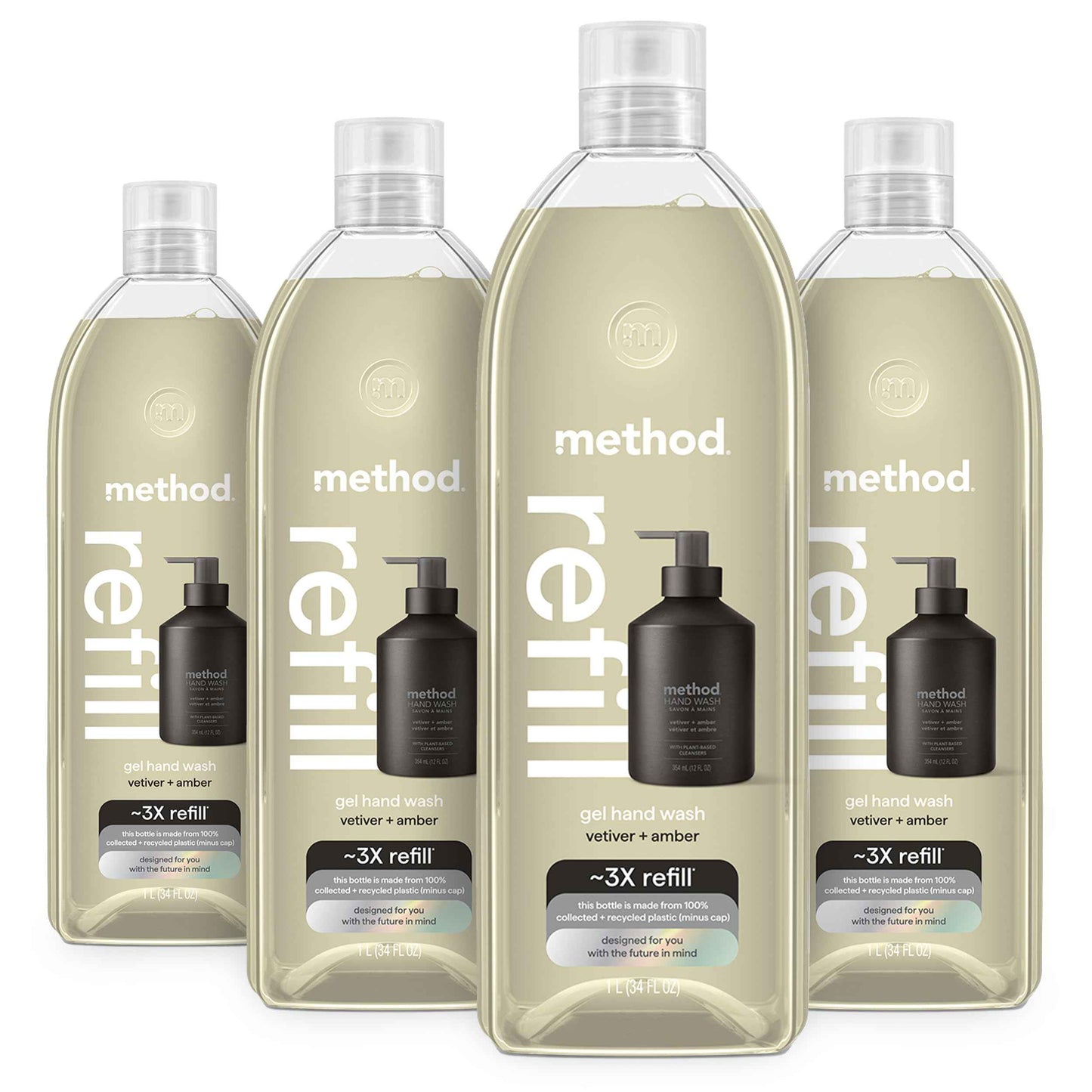 Method Gel Hand Soap, Reusable Black Aluminum Bottle, 12 oz