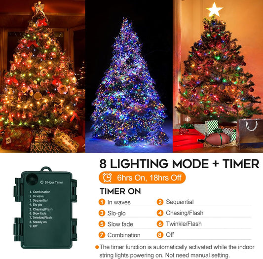 Battery_Operated_Christmas_Lights,_33_FT_100_LED_Mini_String_Lights_with_Timer_and_8_Modes,_Green_Wire_Outdoor_Waterproof_String_Lights_for_Tree_Xmas_Indoor_Holiday_Party_Garden_Decor,_Multicolor
