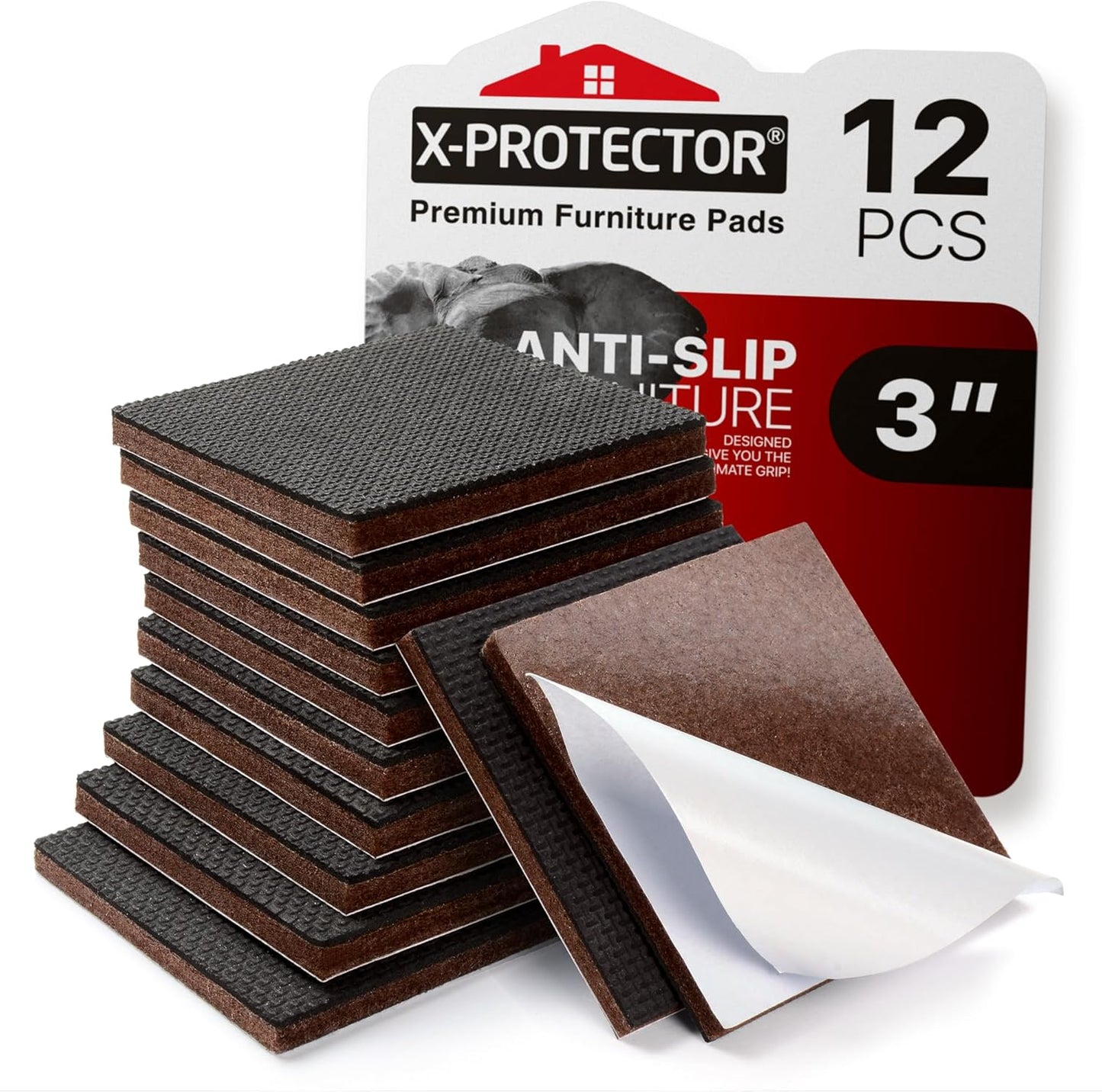 X-PROTECTOR_Non_Slip_Furniture_Pads_–_12_Premium_Furniture_Grippers_3"!_Best_SelfAdhesive_Rubber_Feet_Furniture_Feet_–_Ideal_Non_Skid_Furniture_Pad_Floor_Protectors_–_Keep_Furniture_in_Place!