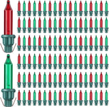 Mudder 150 Pcs Replacement Mini Light Bulbs Christmas Tree 2.5 V Incandescent Glass String Light Bulbs with Base Indoor Outdoor Xmas Decoration, 0.17 Ampere, 0.425 Watt (Clear,Green)