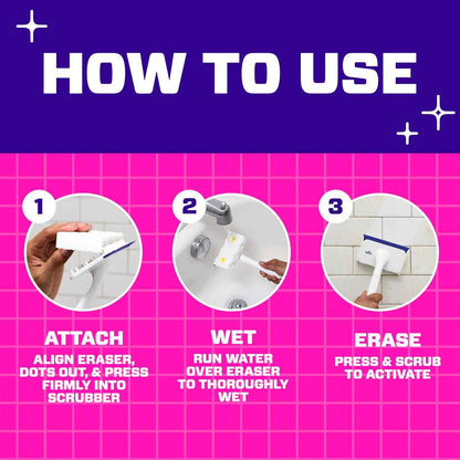 Mr. Clean Magic Eraser Shower & Tub Scrubber, Bathroom Cleaner, All in One Bathroom Cleaner, Lemon Starter Kit