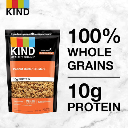 KIND_Healthy_Grains_Granola,_Peanut_Butter_Clusters,_Healthy_Snacks,_Gluten_Free,_100%_Whole_Grains,_10g_Protein,_11oz,_1_Count