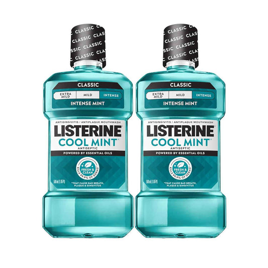 Listerine Intense Antiseptic Mouthwash, Daily Oral Rinse Kills 99.9% of Germs that Cause Bad Breath, Plaque & Gingivitis for a Fresh, Clean Mouth, Intense Mint, Convenience Pack